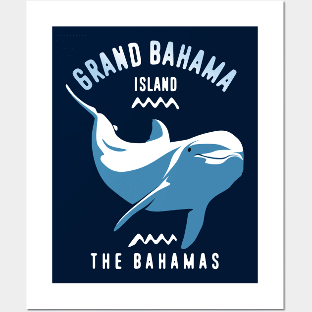 Swimming With Dolphins at Grand Bahama Island - Scuba Diving Wall Art by TMBTM